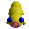 A transparent gif of a 3D cartoon caterpillar wiggling back-and-forth.