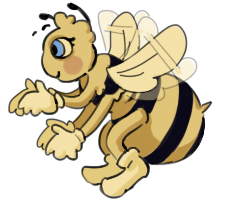 Cartoon bee mascot.
